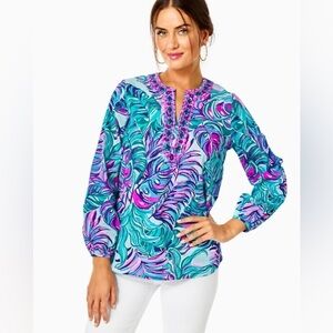 Lilly Pulitzer Coretta Tunic Seasalt Blue Extra Small Large